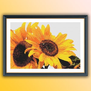 Vibrant Sunflower Bouquet Counted Cross Stitch Pattern - Digital PDF Download for Floral Embroidery