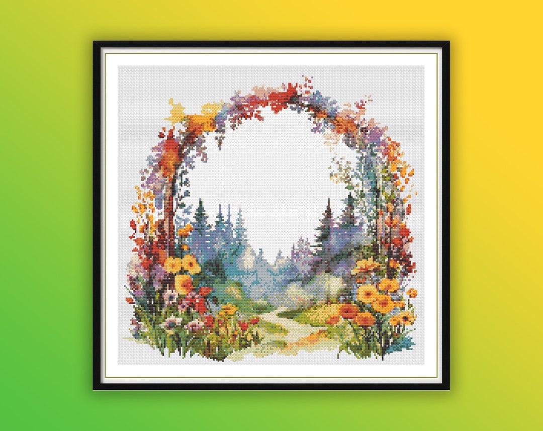 Watercolor Enchanted Forest Arch Counted Cross Stitch PDF Pattern ...