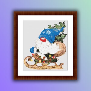 Christmas Gnome Counted Cross Stitch Pattern: Santa & Deer (PDF Pattern)