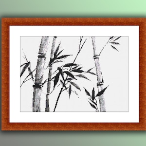 Japanese Bamboo Tree Cross Stitch Pattern: Watercolor Needlepoint (PDF Pattern)