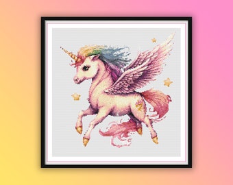 Adorable Watercolor Unicorn Cross Stitch Pattern: Kawaii Baby Design for Modern Embroidery Enthusiasts