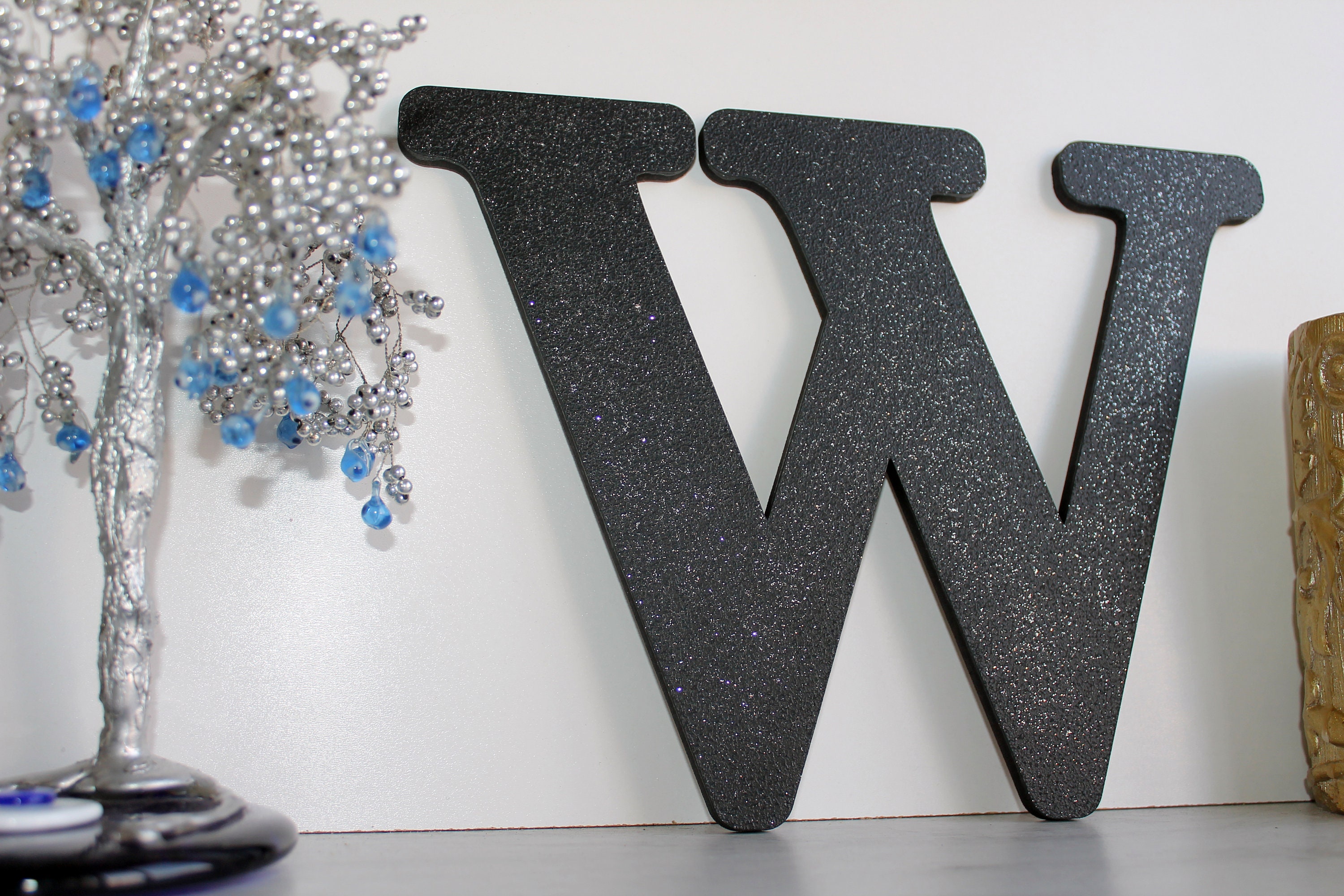 Large Wooden Letters Big Wood Letter silvery Colors Hand Etsy