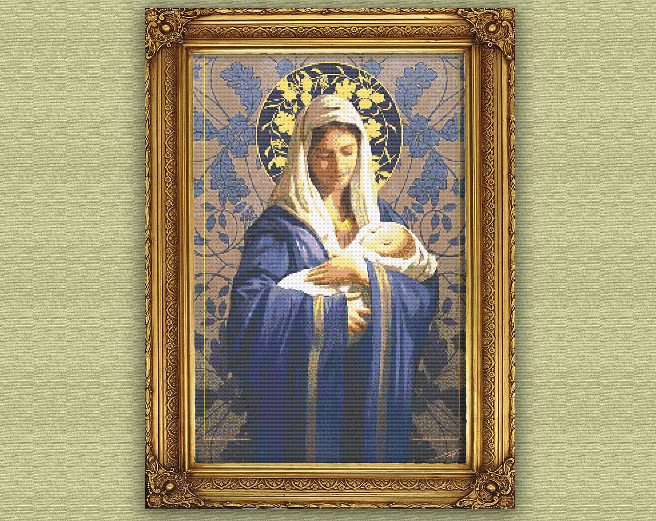Mother Of God PDF Cross Stitch Pattern, Jesus PDF Cross Stitch Pattern, Religious PDF Cross Stitch Pattern, Digital Download