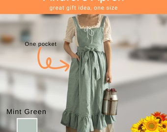 ピナフォア（フリル、ノースリーブ）エプロン、ポケット付き、キッチンドレス、料理人へのギフト、スタイリッシュ、クラシック、ヴィンテージ