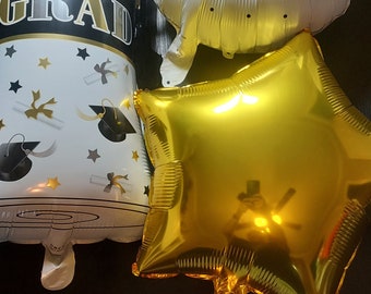 5 Graduation Balloon Bouquet AND Greeting Card - black, pink, & gold | Graduation Party Balloons | Graduation Decor | Class of 2026