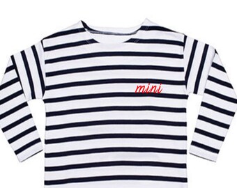 Camisa infantil Mini rayada, Unisex Breton Longsleeve Printed, Mini me Look, Mother Daughter Partner Look, Family Outfit