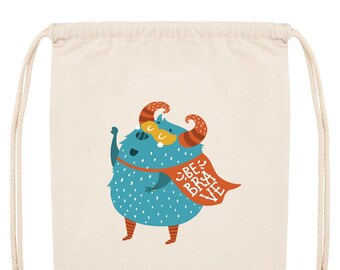 Bolsa de gimnasio monstruo, bolsa de jardín de infantes con nombre, bolsa de tela personalizada, bolsa de gimnasio, inscripción de regalo en la escuela, inicio de jardín de infantes