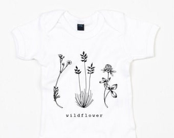 Babybody Printed Wildflower, Fleurs de body de fille, Maman Baby Partner Look, Cadeau Baby Shower, Naissance, Baptême