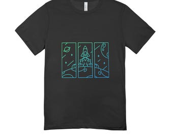 Conjuntos a juego, conjuntos familiares, camisetas con temática espacial, camisetas unisex de cohetes, regalos para papás, conjuntos padre-hijo, regalos para el Día del Padre