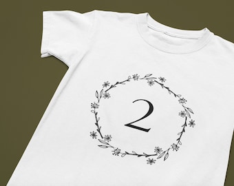 T-Shirt 2. Geburtstag, Geburtstagsgeschenk Baby, Kinder Shirt Zwei, Shirt Mädchen bedruckt, Baby T-Shirt floral
