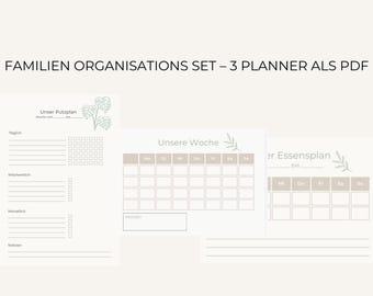 Set de organización familiar | Planificador semanal, planificador de comidas y programa de limpieza | Formato A4 imprimible