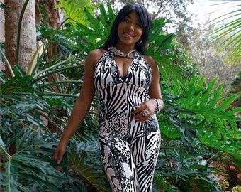 Mysterious Mixed Print Jumpsuit