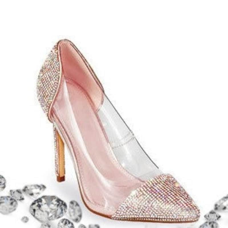 sparkly silver block heels