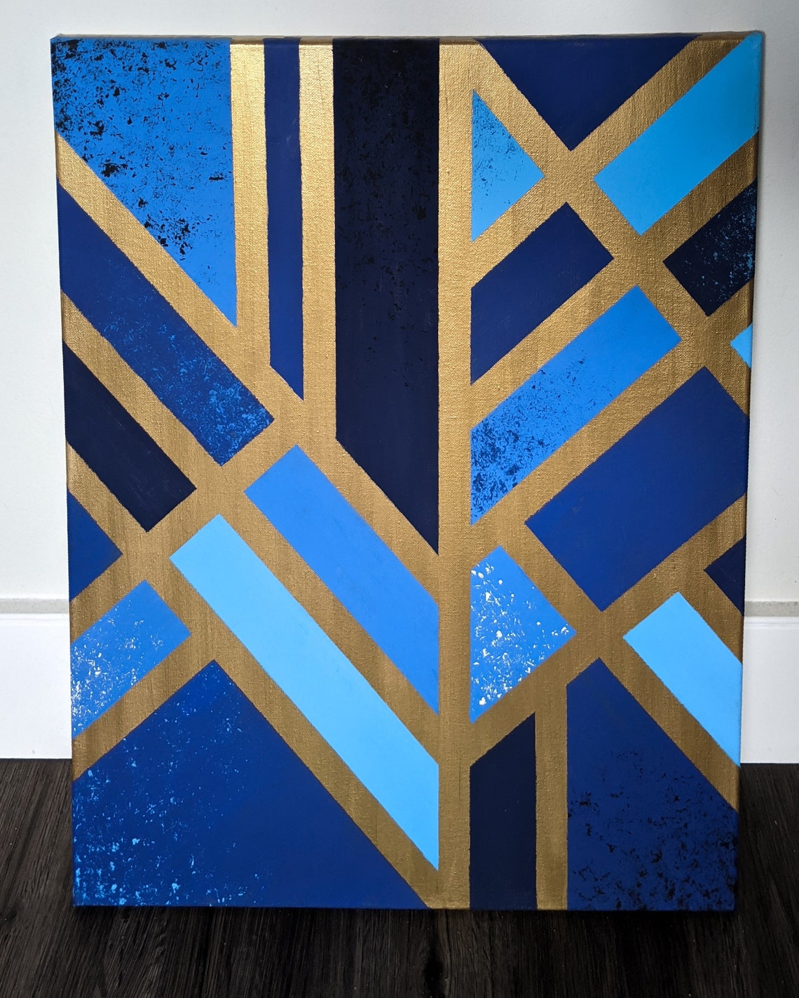 Abstract Blue Art Deco Original Abstract Painting Blue - Etsy