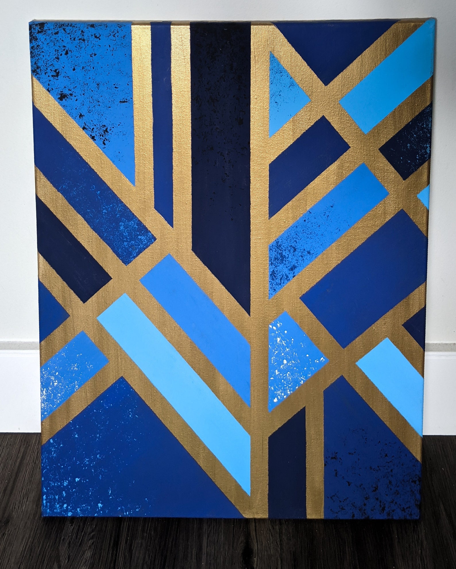 Abstract Blue Art Deco Original Abstract Painting Blue Etsy