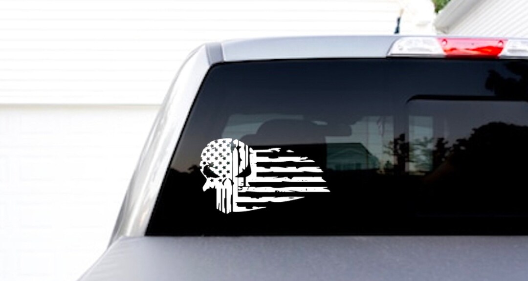 American Flag Skull Vinyl Decal - Etsy
