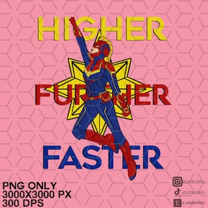 Higher Further Faster, Carol Danvers, Superhero, Superhero Sublimation, Sublimation file, PNG file, Comic Hero, Brie Larson,