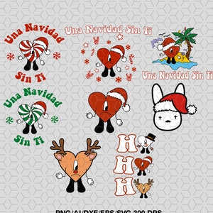 Bad Bunny svg、un navidad sin ti、クリスマス svg png eps ai dxf