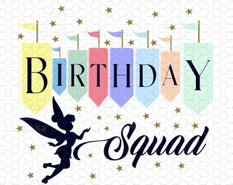 Fairy Birthday Squad Banner svg png eps dps pdf, Girl birthday squad clipart