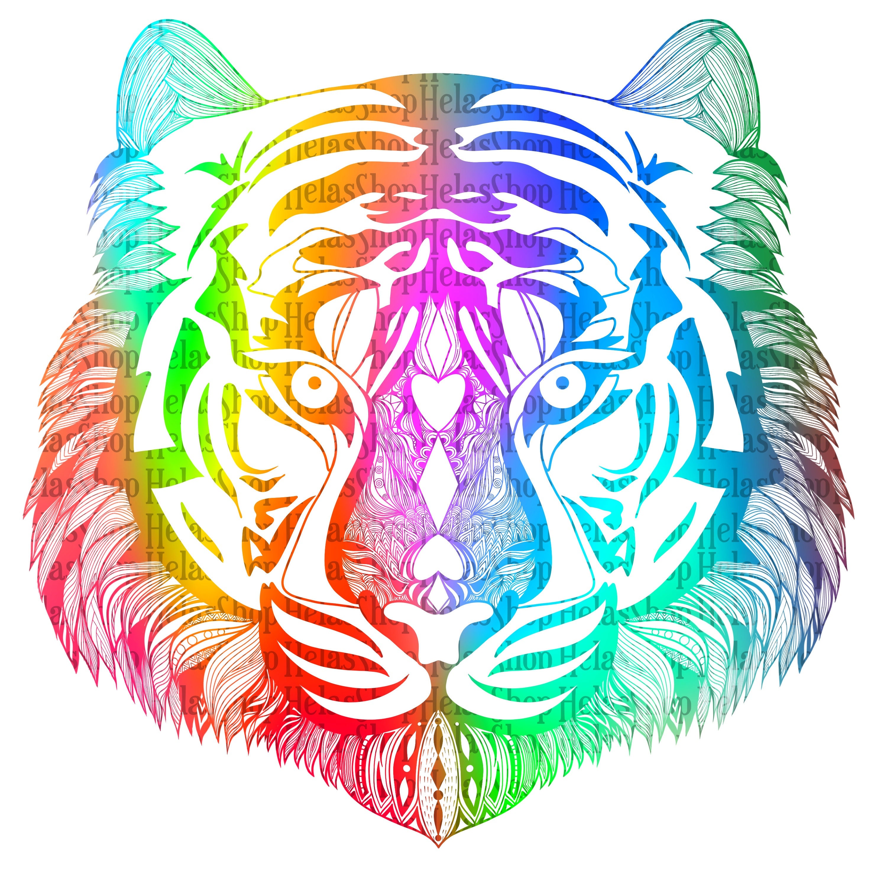 Download Tiger Kopf Mandala SVG PNG Färbung Seite Mandala | Etsy
