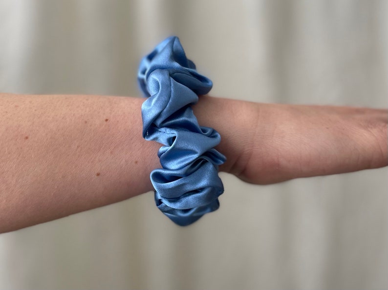 Mulberry silk scrunchies 19 momme. Beautiful gift for her Bluebelle
