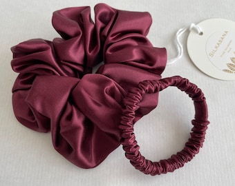 Pure Mulberry Silk 22 momme Luxury hair Scrunchies. Large or Skinny & Large Set. Gorgeous gift