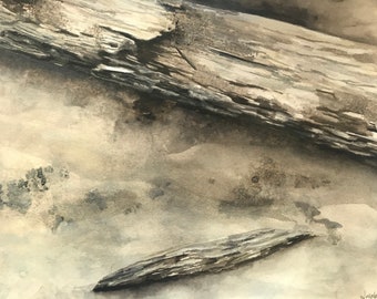 Log Rhythm  - West Coast Watercolour Drybrush Original