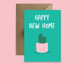 New Home Card | Happy New Home | Moving Day card | Plant lover card | Housewarming card | New flat | New House | Cactus Lover Card