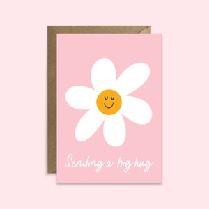 Vous envoyer une carte câlin | Penser à vous | Carte positive | Marguerite souriante | Vous envoyer de l’amour | Envoyer un sourire | Daisy Illustration