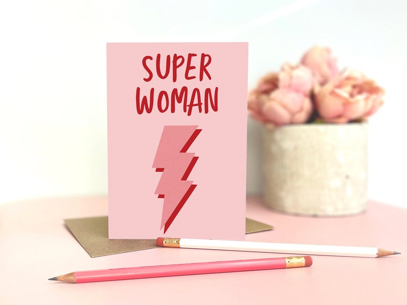 Super Woman Mother's Day Card Best Mum Ever Card Super Mum International Women's Day Galentines Day Card Birthday Card image 1