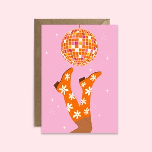 Disco Birthday Card For Her |  Retro Groovy Birthday card for best Friend | Birthday Card for, Wife, Girlfriend, Friend