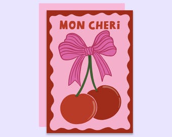 Mon Cheri Valentine's Day Card: French Love Anniversary Card