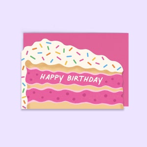 Carte de gâteau d'anniversaire Funfetti | Carte d'anniversaire en forme de tranche de gâteau pour elle | Pour un ami | Pour soeur | Carte de forme unique découpée avec des matrices image 2