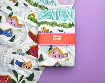 Winter Village Cotton Tea Towel | Christmas Kitchen Decor