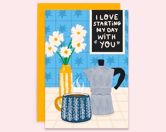 carte d'anniversaire de café | pour amateur de café | Jolie carte de Saint-Valentin pour elle | Carte d'anniversaire pour lui | Carte d'anniversaire masculine |