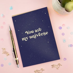 Anniversary Romantic Space Card You Are My Universe Valentines Love Card Space Lover Cute Card for Her Romantic Card for Him image 2