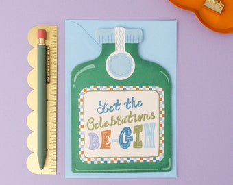 Gin Bottle Die Cut Birthday Card | Celebrations