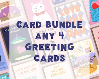 Paquet de 4 cartes | Mélangez et associez 4 cartes de l'offre Shop Pack | Acheter en gros des cartes de vœux | Cartes d'anniversaire | Carte de Noël