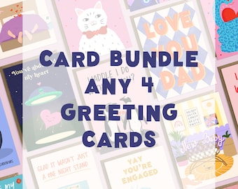 4 Cards Bundle | Mix & Match 4 Cards From The Shop Pack Offer | Bulk Buy Greetings Cards | Birthday Cards | Christmas Cards