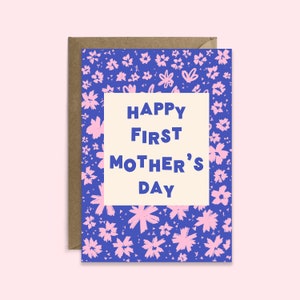 Happy First Mother's Day Card | Floral New Mum Card | Pretty Mother's Day Card | First Time Mum| Illustrated Flower Pattern Mother's Day