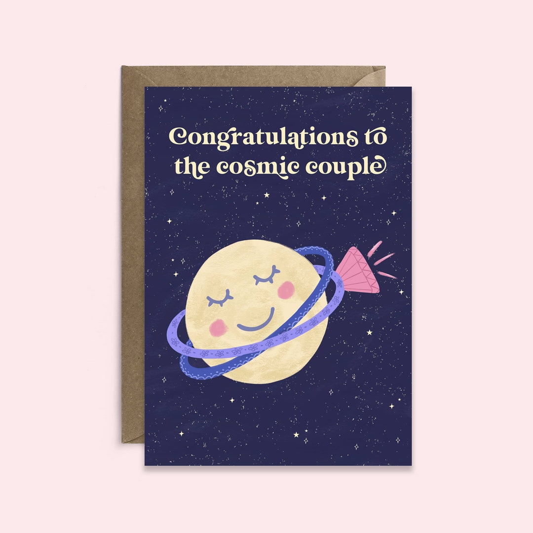 Space Wedding Card Congratulations to the Cosmic Couple Engagement Card  Wedding Card Same Sex - Etsy