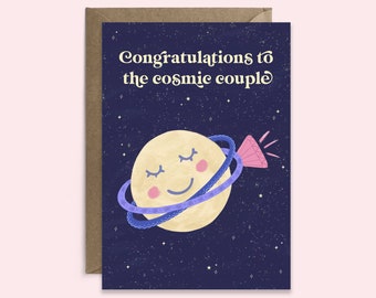 Space Wedding Card | Congratulations To The Cosmic Couple | Engagement Card | Wedding Card | Same Sex
