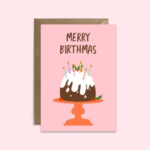 Merry Birthmas Christmas Birthday Card | Funny Born In December Card | Capricon Sagittarius Zodiac Card | Christmas Pudding Birthday Card