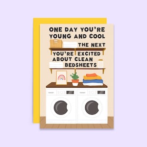 Clean Bedsheets Birthday Card Funny Laundry Day Humour Card For Her Getting Older Age Card image 1