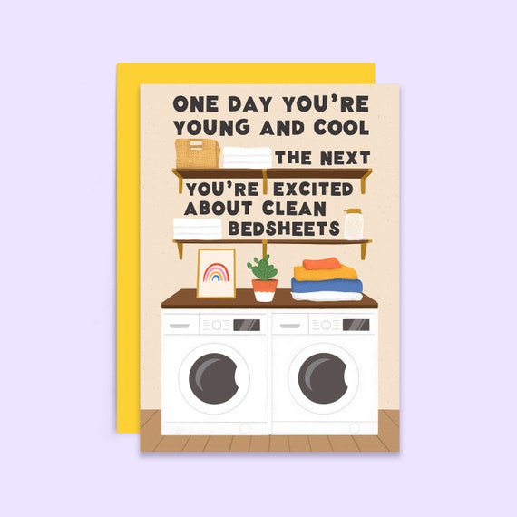 Funny Clean Bedsheets Birthday Card | Laundry Day Humour