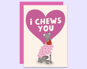 Je vous mâche carte de vœux pour la Saint-Valentin | Carte d'amour pour elle | Carte d'anniversaire pour lui | Du chien