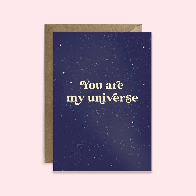 Anniversary Romantic Space Card You Are My Universe Valentines Love Card Space Lover Cute Card for Her Romantic Card for Him image 1