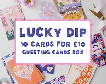 SALE Lucky Dip Greeting Card Box | 10 cards for 10 Pounds | Mystery Greeting Card Bundle | Mixed Box of Cards