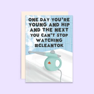 Carte d'anniversaire Steam CleanTok | Carte d'anniversaire drôle | La passion du nettoyage à la vapeur