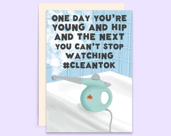 Carte d'anniversaire Steam CleanTok | Carte d'anniversaire drôle | La passion du nettoyage à la vapeur